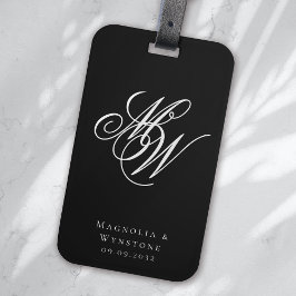 Chic Monogram Newlyweds Gepäckanhänger