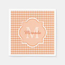 Chic Monogram Orange Hahnentrittmuster mit Name