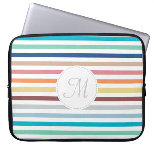 Chic Monogram Pastel Rainbow Horizontale Streifen Laptopschutzhülle