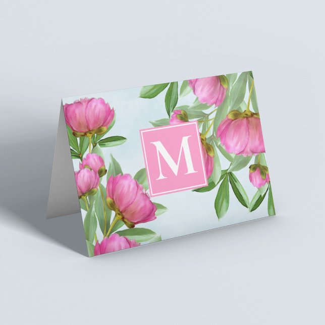 Chic Monogram Pink Chic Peonies Elegantes Floral (Von Creator hochgeladen)