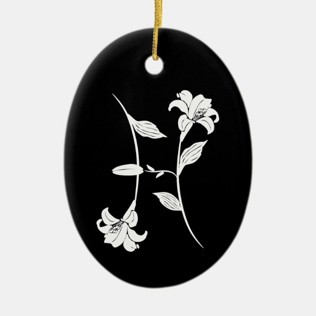 Chic monogram Pisces Blume zodiales Zeichen Keramik Ornament (Vorne)