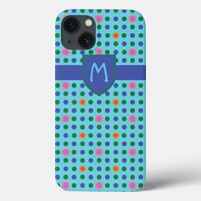 Chic Monogram Polka Dots Custom iPad Case (Rückseite)
