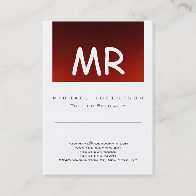 Chic Monogram Red White Niedlich Business Card Visitenkarte (Vorderseite)