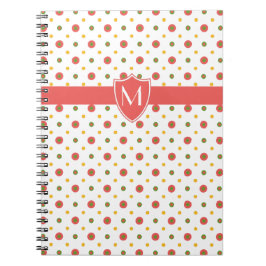 Chic Monogram Red, White Polkas Spiral Notebook Notizblock