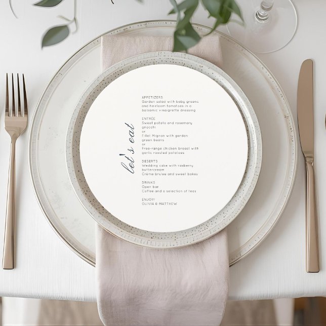 Chic Monogram Round Wedding Menu Flat Card (Créateur téléchargé)