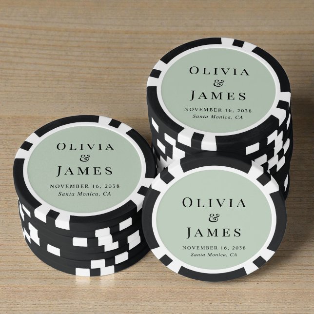 Chic Monogram Sage Green Wedding Pokerchips (Chic Monogram Sage Green Wedding Poker Chips)