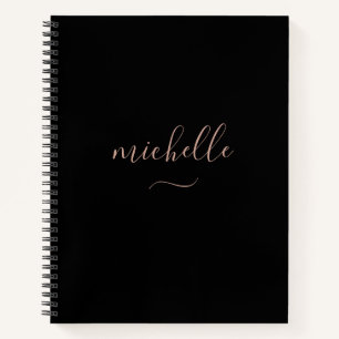 Chic Monogram Schwarz Gold Schriftzug Notizbuch