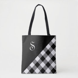 Chic Monogram Schwarz-weiß Buffalo Karo Geometric Tasche
