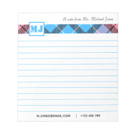 Chic Monogram Script Name Kariert Beruflich Linken Notizblock