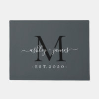Chic Monogram Script Names Year etabliert Gray