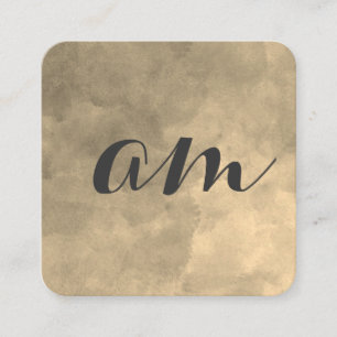 Chic Monogram Sepia Background Quadratische Visitenkarte