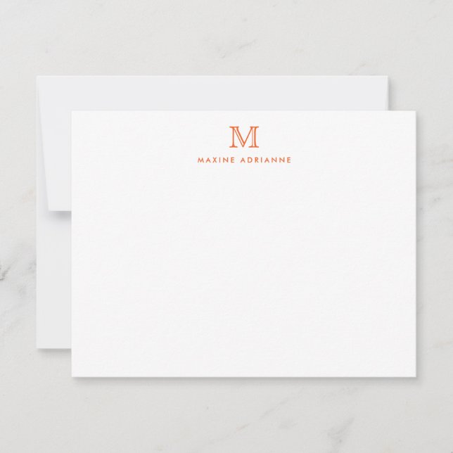 Chic Monogram Simple Formal Elegant Burnt Orange Mitteilungskarte (Vorderseite)