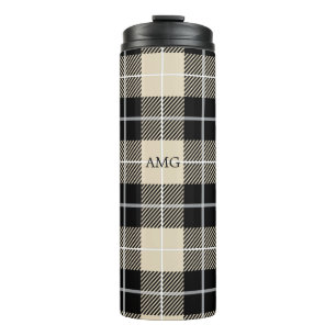 Chic Monogram Thompson Camel Kariertes Muster Thermosbecher