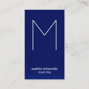 Chic Monogram Vertikale Elegante Blue Business Car Visitenkarte