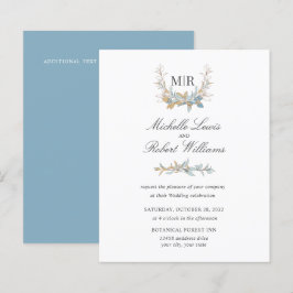 Chic Monogram Wappen Gold und blauen Blumenzwiebel