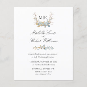 Chic Monogram Wappen Goldene Blumenhochzeit Foto