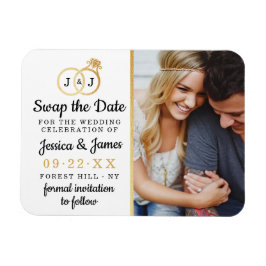 Chic Monogram Wedding Rings Rette oder tauscht das Magnet