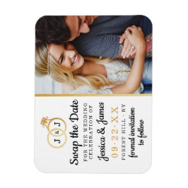 Chic Monogram Wedding Rings Rette oder tauscht das Magnet