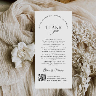 Chic Monogram Wedding Thank You Card QR Code Dankeskarte