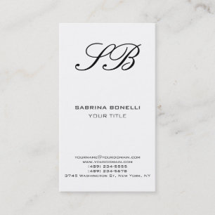 Chic Monogram White Law Carte de visite