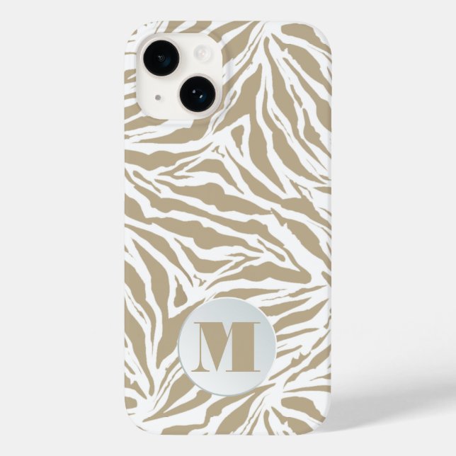 Chic Monogram Zebra Case-Mate iPhone 14 Hülle (Rückseite)