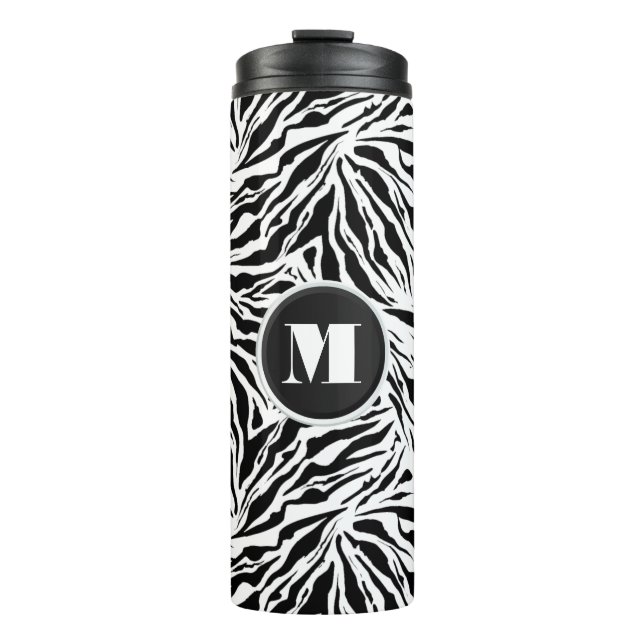 Chic Monogram Zebra Print Thermosbecher (Vorderseite)