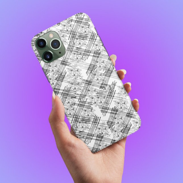 Chic Monogramed Blume und Streifen Case-Mate iPho iPhone Hülle (Von Creator hochgeladen)