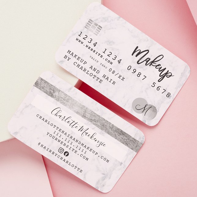 Chic Monogramm aus Marmor mit Kreditkarte Visitenkarte (Von Creator hochgeladen)