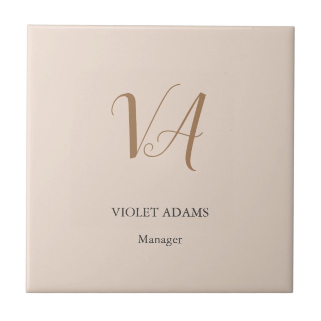 Chic Monogramm beruflich schlicht minimalistisch Fliese (Vorderseite)