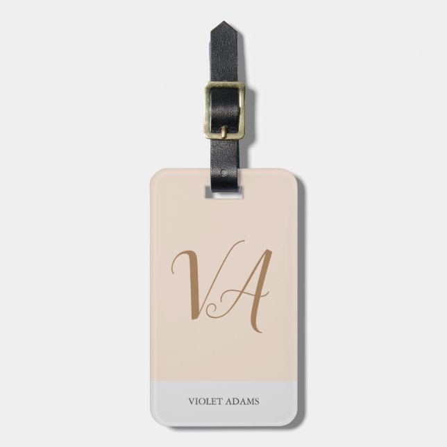 Chic Monogramm beruflich schlicht minimalistisch Gepäckanhänger (Vorderseite vertikal)