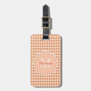 Chic-Monogramm-orange Hahnentrittmuster mit Namen Gepäckanhänger