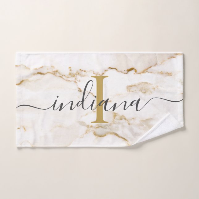 Chic Monogramme Marbre look personnalisé (Serviette à main)