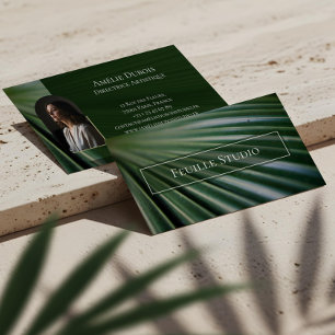 Chic Moody Elegante Palmwedel Luxus Weibliche Foto Visitenkarte