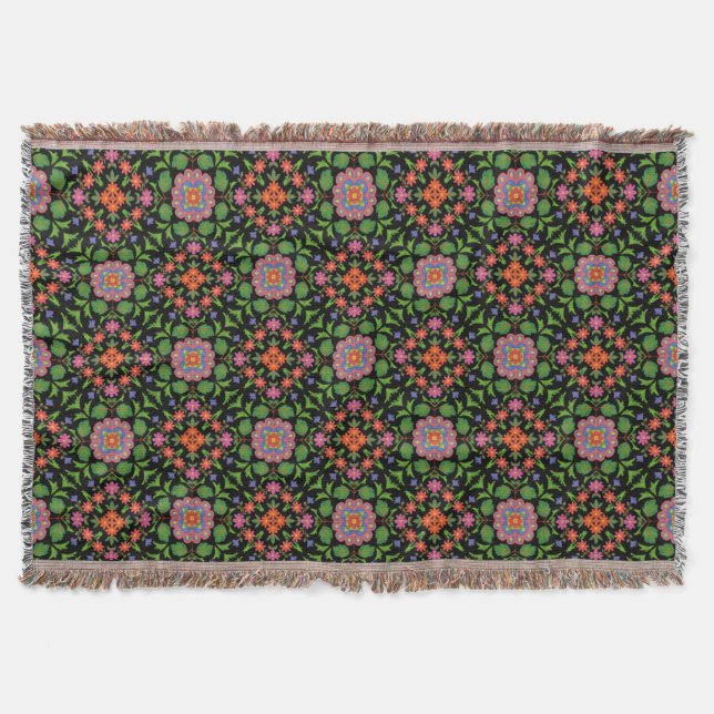 Chic Motif floral Rangoli sur la couverture à jeto (Devant)