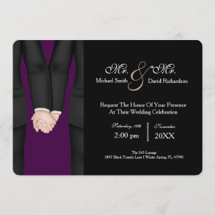 Chic Mr. & Mr. Tuxedo Couple Wedding Celebration Einladung