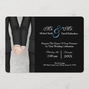 Chic Mr. & Mr. Tuxedo Couple Wedding Celebration Einladung