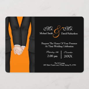 Chic Mr. & Mr. Tuxedo Couple Wedding Celebration Einladung