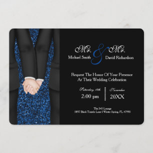 Chic Mr. & Mr. Tuxedo Couple Wedding Celebration Einladung