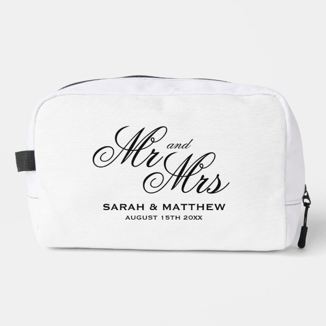 Chic Mr. & Mrs. Honeymoon Toilettenbeutel Hochzeit Waschbeutel (Vorderseite)