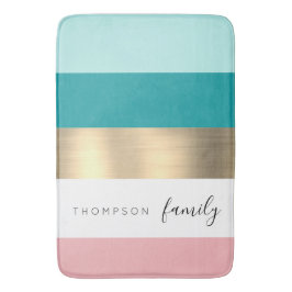 Chic Multicolored gold Stripe Custom Family Badematte