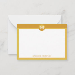 Chic Mustard Yellow Geometric Modern Monogram Mitteilungskarte