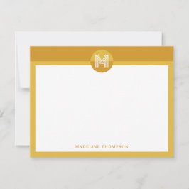 Chic Mustard Yellow Geometric Modern Monogram Mitteilungskarte
