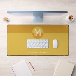 Chic Mustard Yellow Geometric Modern Monogram Schreibtischunterlage