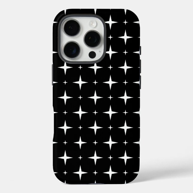 Chic Muster Design in Schwarz und Weiß iPhone 16 Pro Hülle (Rückseite)