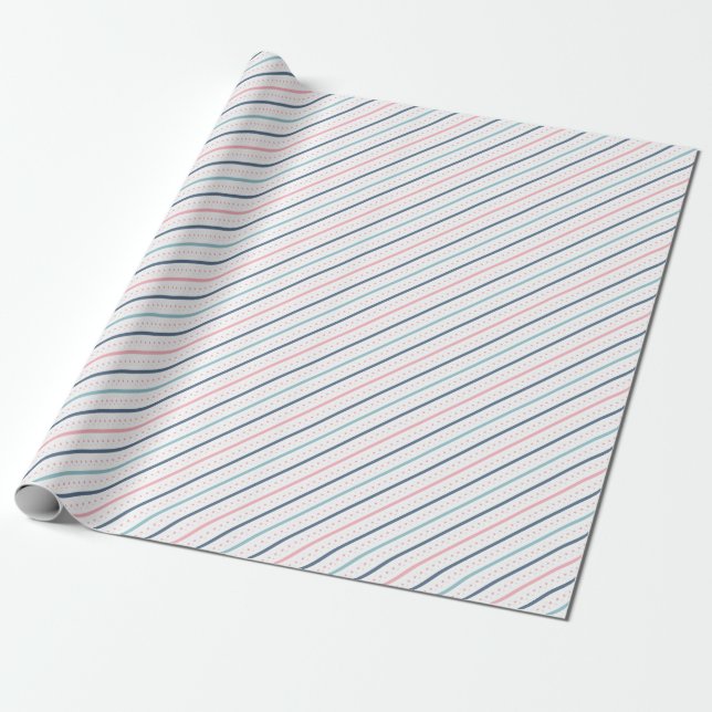 Chic Muster von blau, rosa türkisfarbene Linien, P Geschenkpapier (Ungerollt)