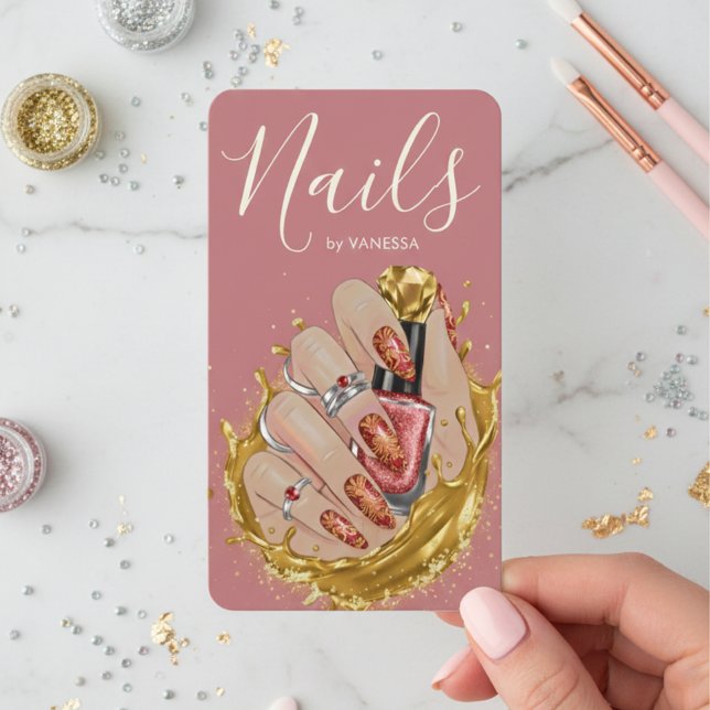 Chic Nail Art Studio Manicurist Artist Blush Pink Visitenkarte (Von Creator hochgeladen)