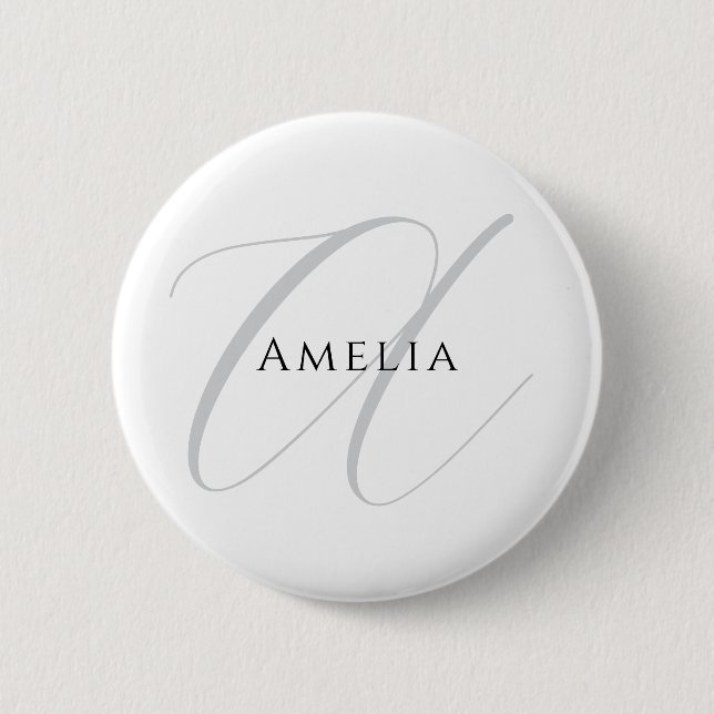 Chic Name Monogram Initial Letter Calligrafy Button (Vorderseite)