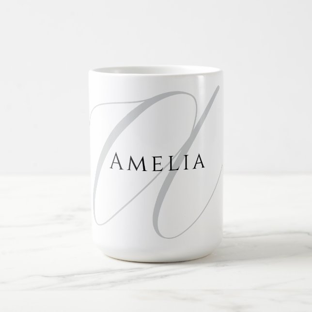 Chic Name Monogram Initial Letter Calligrafy Kaffeetasse (Mittel)