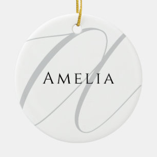 Chic Name Monogram Initial Letter Calligrafy Keramik Ornament