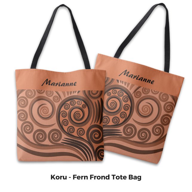 Chic Named Orange-Brown Fern Koru Curls Tasche (Chic Named Orange-Brown Fern Koru Curls Tote Bag)